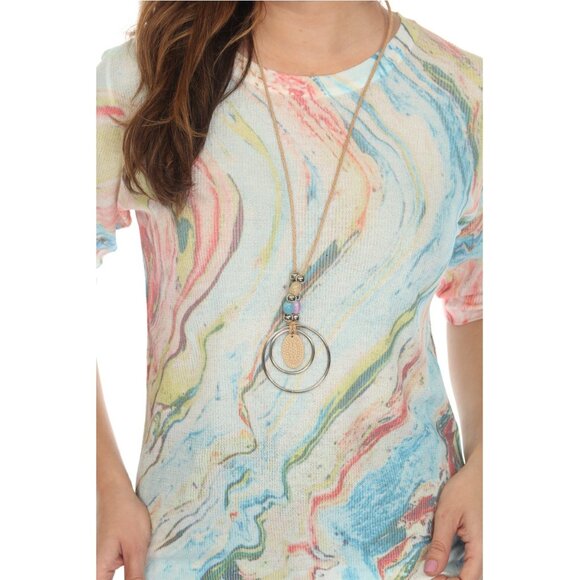Colorful Waves Print Mesh Top - Picture 3 of 12
